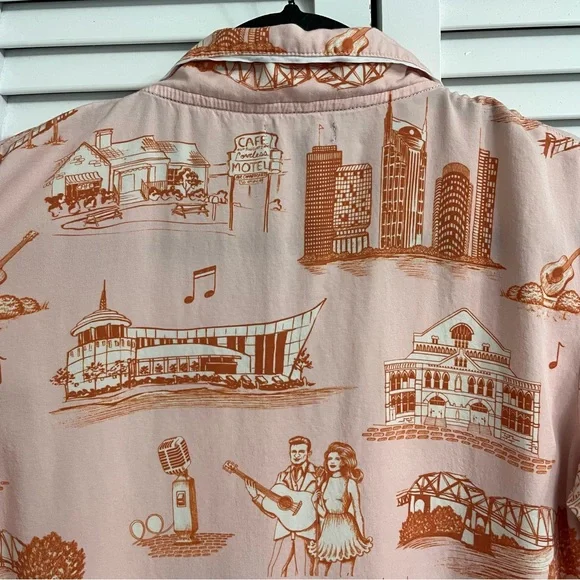 KATIE KIME Pink PJ Set Button Top & Shorts Nashville Johnny Cash & June Sz L - Picture 6 of 15